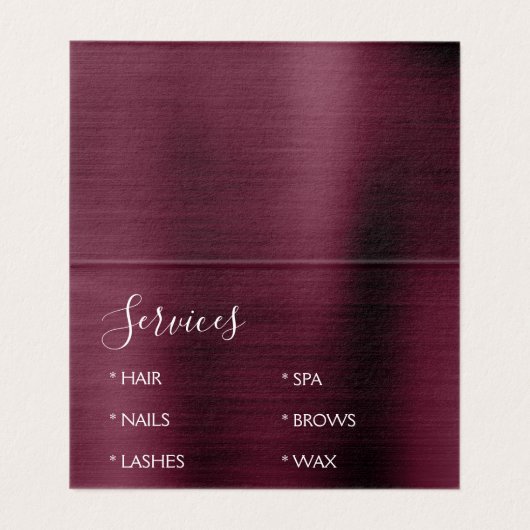 Bourgondische Folie | Marsala Folie Modern Visitekaartje (Binnenkant ongevouwen)