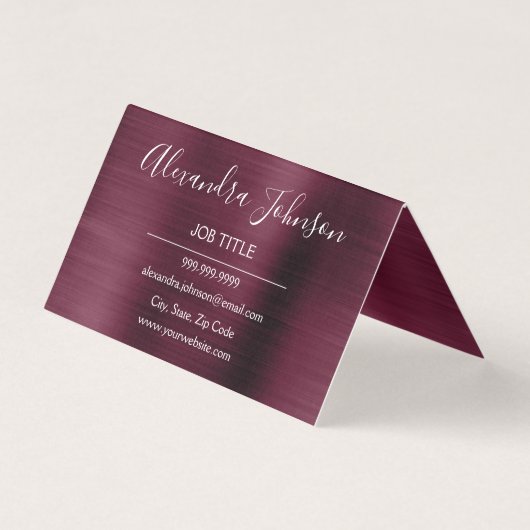 Bourgondische Folie | Marsala Folie Modern Visitekaartje (Achterkant)