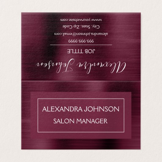 Bourgondische Folie | Marsala Folie Modern Visitekaartje (Buitenkant ongevouwen)