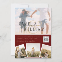 Bourgondische Foto Huwelijksuitnodiging QR Code Be