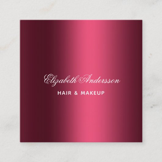 Bourgondische foto qr codenaam elegant script vierkante visitekaartje (Voorkant)