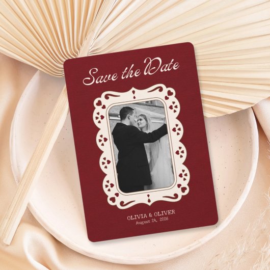Bourgondische foto retro kant save the date