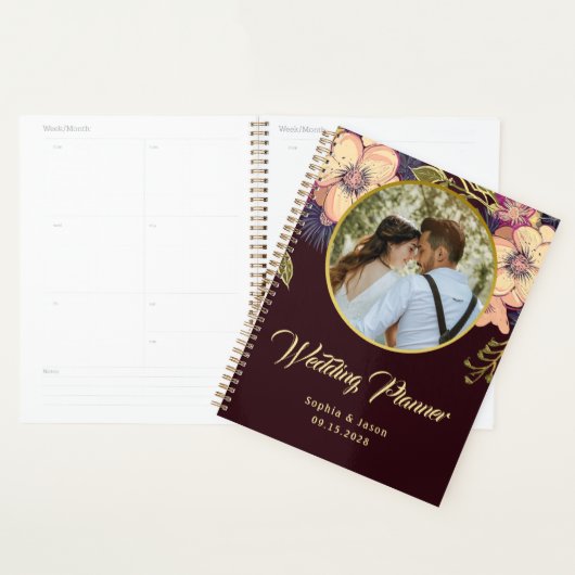 Bourgondische fotobruiloftsplanner planner (Display)