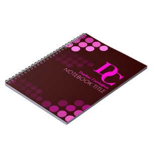 Bourgondische Funky Roze Stippen Monogram Notitieb Notitieboek
