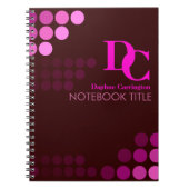 Bourgondische Funky Roze Stippen Monogram Notitieb Notitieboek (Voorkant)