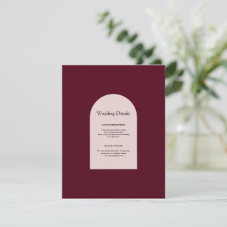 Bourgondische Gebogen Bloemen Bruiloft Enclosure I Informatiekaartje