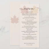Bourgondische Gele Esblad Bruiloft Boho Decor Menu (Voorkant / Achterkant)
