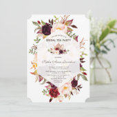 Bourgondische geometrische bloem bruiloftstheevisi kaart (Staand voorkant)