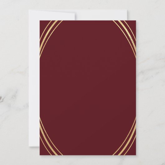 Bourgondische geometrische huwelijksuitnodiging vo kaart (Achterkant)