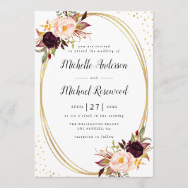 Bourgondische geometrische huwelijksuitnodiging vo kaart