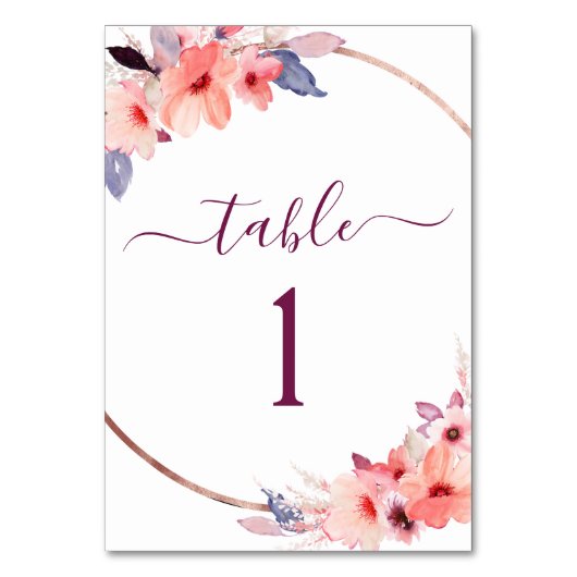 Bourgondische geometrische Waterverf bloemenbruilo Kaart (Achterkant)