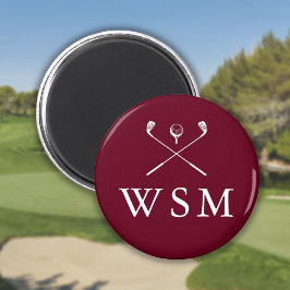 Bourgondische gepersonaliseerde Monogram Golf Club Magneet