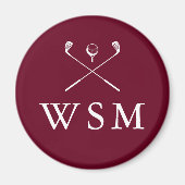 Bourgondische gepersonaliseerde Monogram Golf Club Magneet (Voorkant)