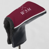 Bourgondische gepersonaliseerde monogramgolfclubs golfheadcover (3/4 voorkant)