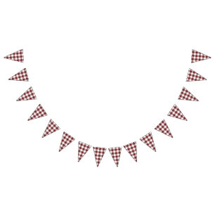 Bourgondische Gingham Country Bruiloft Vlaggetjes