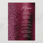 Bourgondische glam glitter script bruiloft menu (Voorkant)