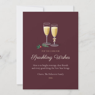 Bourgondische glazen familiekristal kerstkaart kaart
