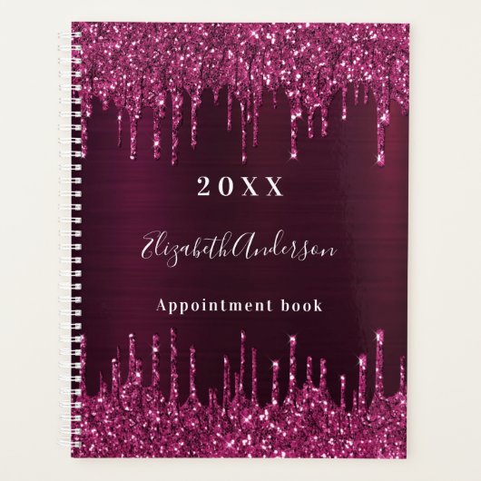 Bourgondische glitter druppels naam 2026 planner (Voorkant)