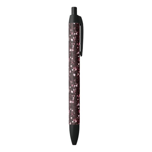 Bourgondische Glitter Zwarte Inkt Pen (Achterkant (Verticaal))