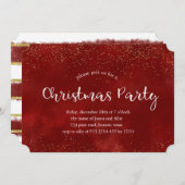 Bourgondische glitters uitnodiging voor kerstfeest (Voorkant / Achterkant)