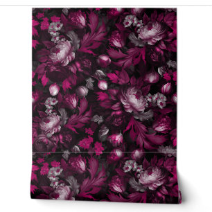 Bourgondische gothic middernacht moody bloementuin behang