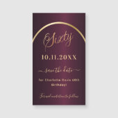 Bourgondische gouden 60e verjaardag Save the Date- (Voorkant)