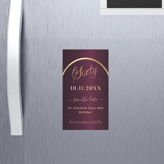 Bourgondische gouden 60e verjaardag Save the Date-
