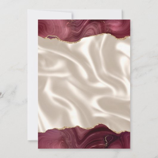 Bourgondische gouden agaat ivoor zijde bruiloft kaart (Achterkant)