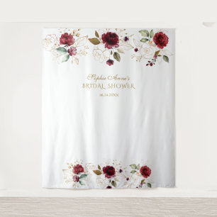 Bourgondische Gouden Bloem Bruidsdouche Fotocabine Wandkleed