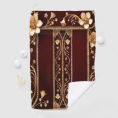 Bourgondische gouden bloemen golfhanddoek (Insitu)