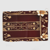 Bourgondische gouden bloemen golfhanddoek (Horizontaal)