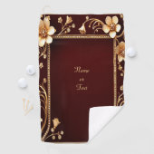 Bourgondische gouden bloemen golfhanddoek (Insitu)