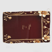 Bourgondische gouden bloemen golfhanddoek (Horizontaal)