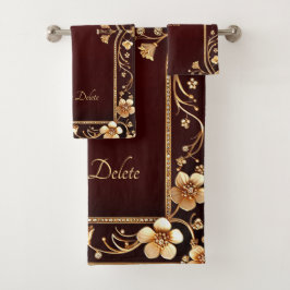 Bourgondische gouden bloemen handdoek set