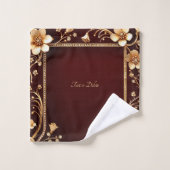Bourgondische gouden bloemen handdoek set (Wasdoekje)