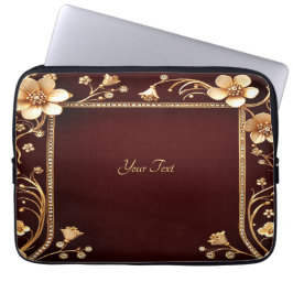 Bourgondische gouden bloemen laptophoes laptop sleeve