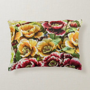 Bourgondische Gouden Bloemen - Levendig Bloemendec Accent Kussen
