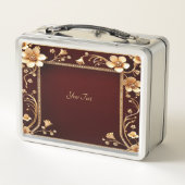 Bourgondische gouden bloemen lunchbox (Achterkant)