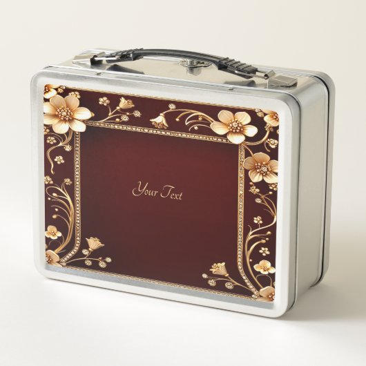 Bourgondische gouden bloemen lunchbox (Achterkant)