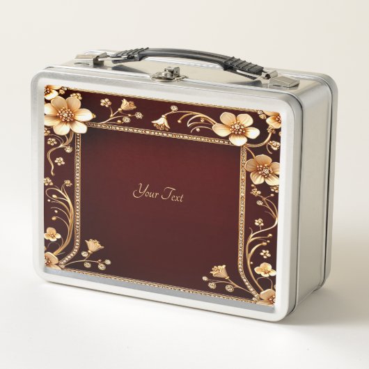 Bourgondische gouden bloemen lunchbox (Voorkant)