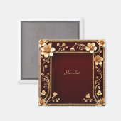 Bourgondische gouden bloemen magneet (Voorkant / Achterkant)