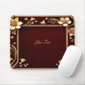 Bourgondische gouden bloemen Mousepad Muismat (Met muis)