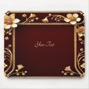 Bourgondische gouden bloemen Mousepad Muismat