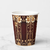 Bourgondische gouden bloemen Papieren beker (Achterkant)