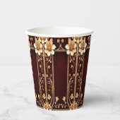 Bourgondische gouden bloemen Papieren beker (Voorkant)