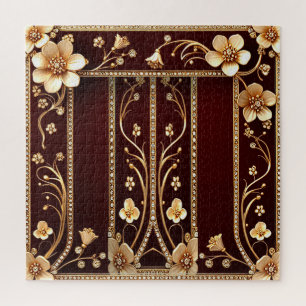 Bourgondische gouden bloemen puzzel