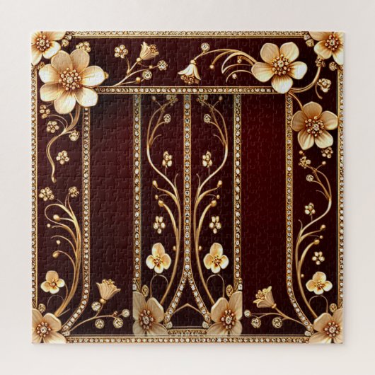 Bourgondische gouden bloemen puzzel (Verticaal)