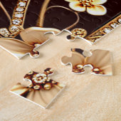 Bourgondische gouden bloemen puzzel legpuzzel (Zijkant)