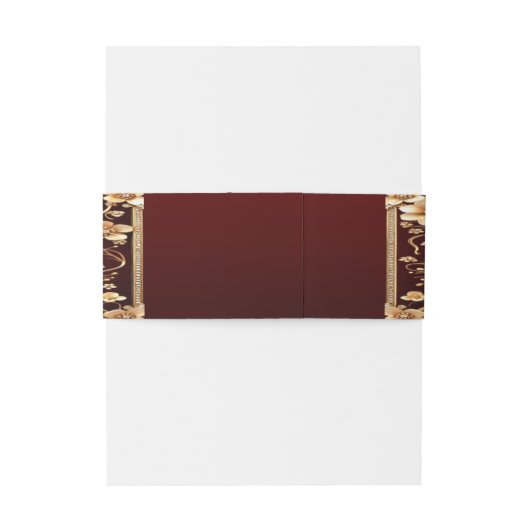 Bourgondische Gouden Bloemen Uitnodigingen Wikkel (Achterkant Voorbeeld)