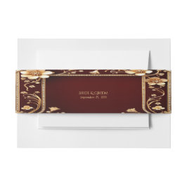 Bourgondische gouden bloemen uitnodigingen wikkel